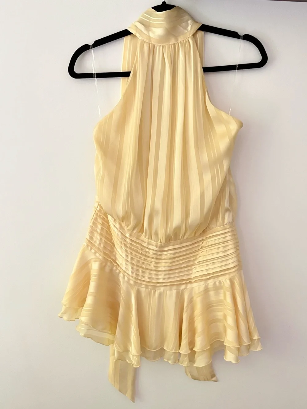 NWOT Peppermayo Willow Chiffon Halter Mini Dress - Butter Yellow - Picture 3 of 4